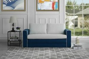Divano Roma Furniture Modern 2 Tone Sofa Bed (Blue Beige)