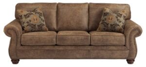 Ashley Furniture Signature Design - Larkinhurst Traditional Sleeper Sofa - Queen Size - Faux Weathered Leather - Earth