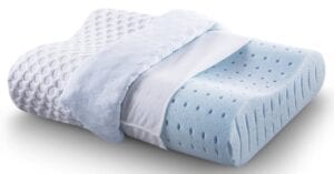 CR COMFORT & RELAX Ventilated Memory Foam Contour Pillow with AirCell Technology, Standard, 1-Pack, Blue