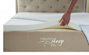 Nature’s Sleep Cool IQ Twin Size 2.5 Inch Thick, 3.5 Pound Density Viscoelastic Memory Foam Mattress Topper with Microfiber Fitted Cover and 18 Inch Skirt