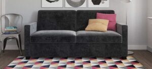 Signature Sleep Casey Velvet Sofa with Memory Foam Mattress, Gray, Queen