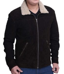 Premium Leather Garments PLG Men's Walking Dead Series Rick Grimes Season 4 Suede Leather Jacket
