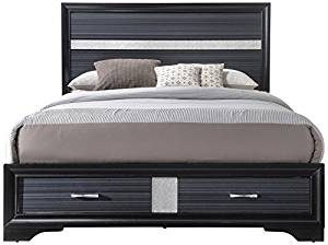 The ACME Naima Black Queen Bed with Storage